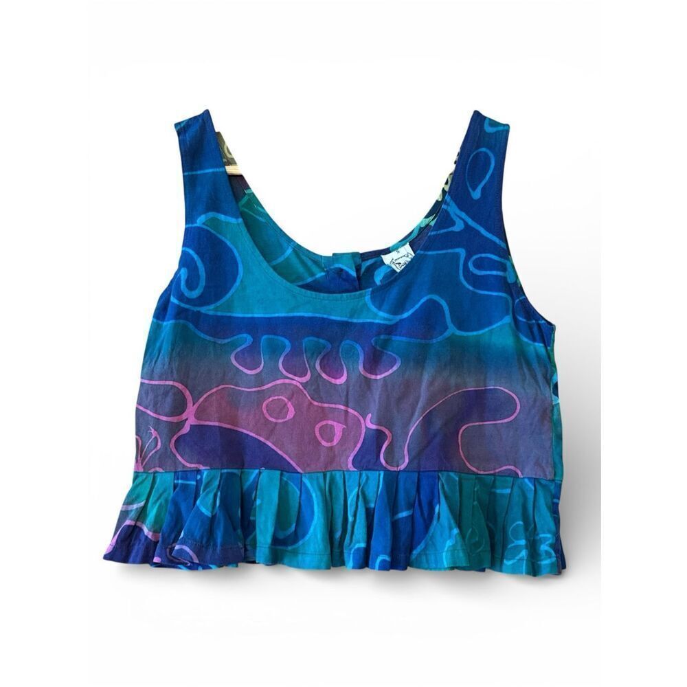 NUSANTARA Asian Crafts Vintage Boho Festival Batik Crop Top